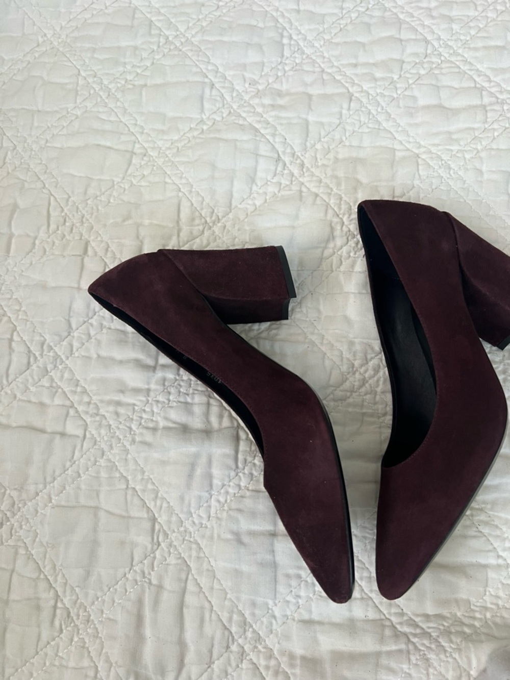 Aquatalia Burgundy Suede Block Heel Pumps - Picture 4 of 7